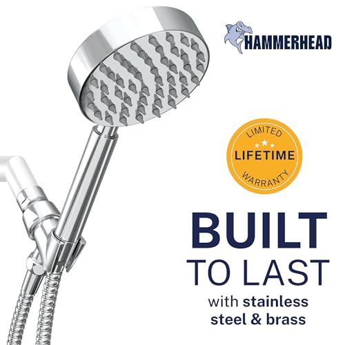 Image of All Metal Hand Held Shower Head with Hose and Holder, Polished Chrome | 2.5 GPM Rainfall Flow with Removable Restrictor | 4 inch Handheld Showerhead, 72 Inch Long Flexible Hose, Adjustable Bracket