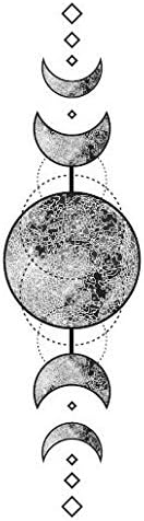 Set of 5 Waterproof Temporary Fake Tattoo Stickers Vintage Grey Moon Geometric Elegant (SF3339)
