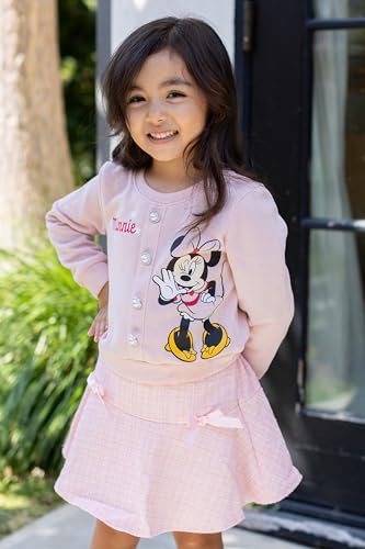 Image of Disney Frozen Elsa Minnie Princess Girl Outfit Knit Top & Tweed Skirt Set 2-13Y