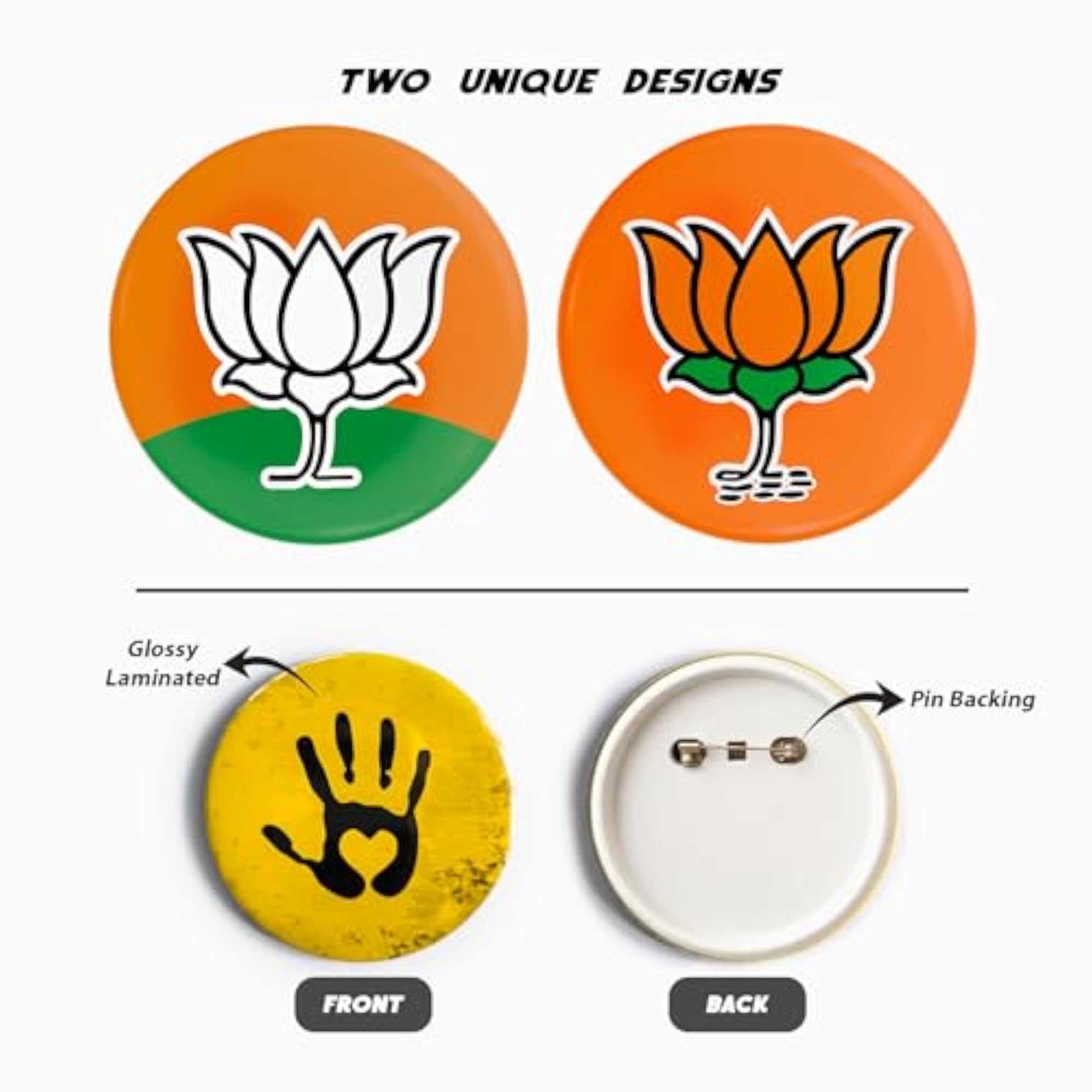 BJP Party Round Pin Badge, Pack of 2, Political Gift