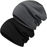 2PCS Gorros para Hombres y Mujeres, Gorro de Punto de Moda de Invierno, Gorro Unisex para el Frío, Gorro de Algodón...