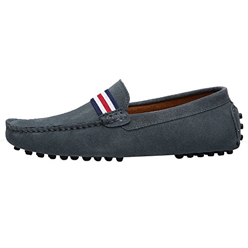 ANUFER Men's Stylish NATO Strap Moccasin Slippers Comfortable Suede Driving Shoes2