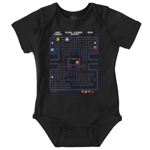 Image of Brisco Brands PACMAN Game Over Retro Video Gaming Baby Romper Boys or Girls