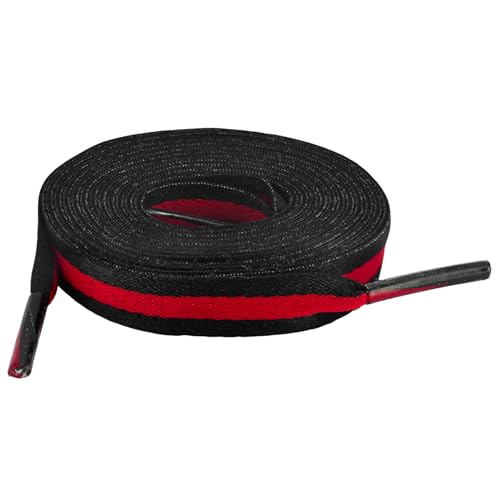 Lacesgian 13/32�C���` �t���b�g �N�₩�ȃ��C�h�u���b�N�J���[ �X�g���C�v �C�Ђ� �X�j�[�J�[�A�X�|�[�c�A�J�W���A��&�t�@�b�V�����V���[�Y�p, �u���b�N�A���b�h�A�u���b�N�B, 39"/100cm