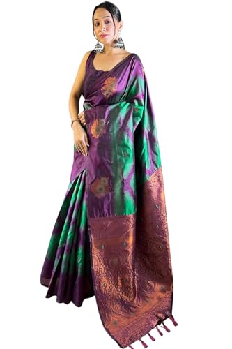 Image of SGF11 Women's Kanjivaram Pure Soft Silk Saree With Unstitched Blouse Piece