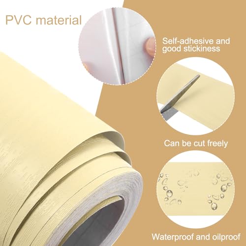 Image of uxcell 1 Roll Wood Grain Tape, 2.36 inch x 49 Ft Realistic Textured Repair Tape Self Adhesive Wood Textured Patch for Floor Wall Door Table Cabinets Desk Furniture Home Decor(Light Yellow)