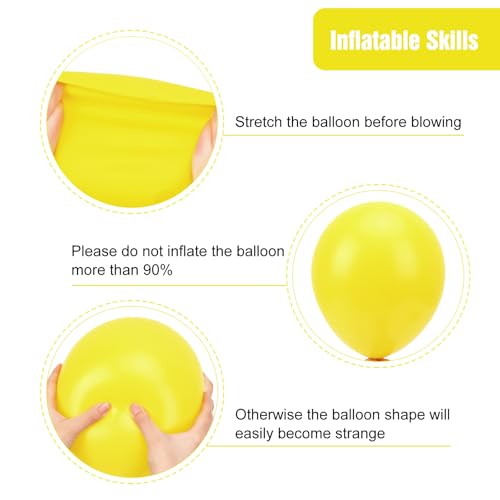 Image of RUBFAC Yellow Balloons 65pcs, 12 Inch Party Balloon with Ribbons for Birthday Baby Shower Masquerade Party Decorations