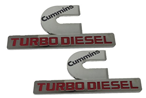 X2 Chrome Cummins 12V 24V 4BT 6BT Turbo Diesel Emblem Replaces OEM Mopar 68149701AA, 68149701AB Left OR Right Side