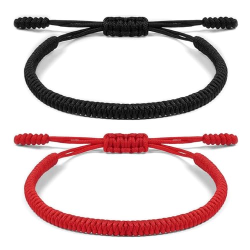 Aucuu Pulseras de la Amistad, Ajustable Pulseras Trenzadas Hecho a Mano, Pulseras Tibetanas y Regalo Budista, Pulsera de Buena Suerte para Amigos, Parejas, Regalo de Graduación