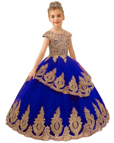 Ball Gown Flower Girl Dresses Beaded Lace Appliques Toddlers Pageant Dress Wedding Party Gowns