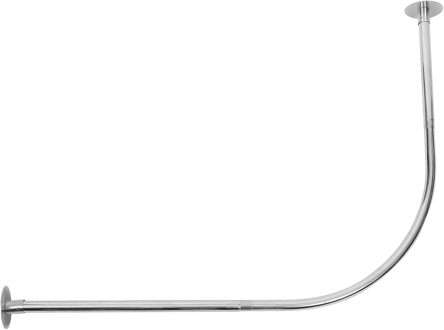 Curved Adjustable Tension Shower Curtain Rod, Stainless Steel Expandable L-shaped Bathroom Curtain Rod, No Drilling Installation for Home and Window Use