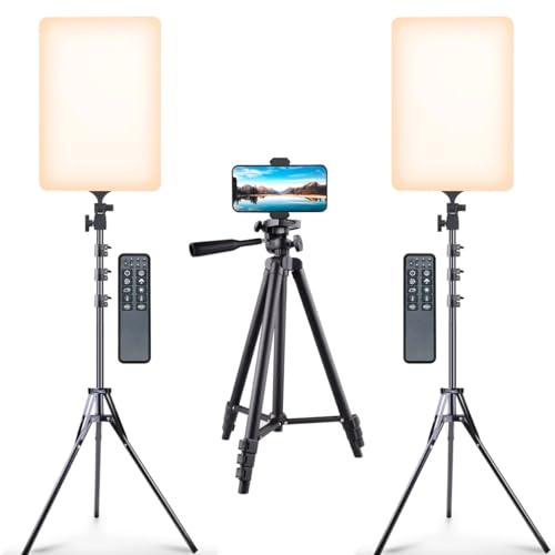 Kit com 2 Ring Light Profissional Iluminador 28x50cm + 1 Tripé Celular e Máquina Fotográfica 1,3m