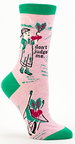 Blue Q Women's Socks Don't Judge Me Crew Lavender 1pair