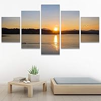 SIGNWIN 5 Panel Canvas Wall Art Landscape Ocean for Home Decorations Ready to Hang - 60