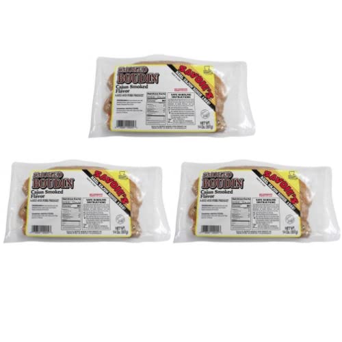 Savoies Smoked Boudin (Pack Of 3) - Flavorful Cajun Delight - Authentic Louisiana Cajun Boudin -...