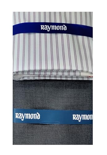 Raymond Quick Style Men’s Shirt & Pant Fabric Combo | Checked Shirt Material with Plain Trouser Fabric | Premium Formal Wear Fabric Set (Purplee)