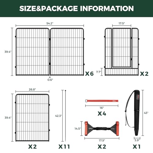 Image of FXW Instant Unleashed Dog Playpen, Portable Pet Fence for Outdoor, RV Trips, and Camping, 40 inch, 16 Panels for Medium and Large Dogs with Easy-Carry Straps (2 Pack) and Stake Bag│Patented