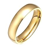 JAJAFOOK Men Women Stainless Steel Smooth Rings 4MM Width,Gold,High Palted