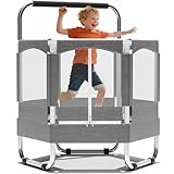 EL&IT·Wings 4.7FT Trampoline for Kids with Net, Indoor Outdoor Toddler Trampoline with Safety Enclosure, Safe Hexagon No-Gap Design, Birthday Gifts for Kids, Age 1-8