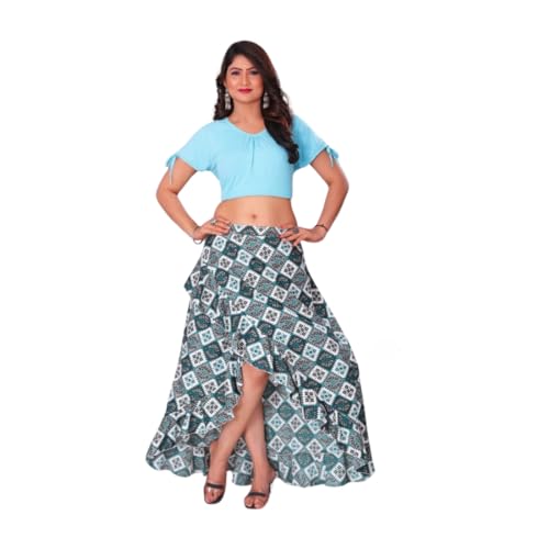 Image of JYESHTA Women's American Crepe Flared A Line Stitched Long Skirt with 12 Mtr Flare 40 in Height | Skirts for Women Long Length | Long Skirts for Girls