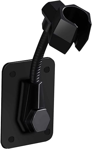 Soporte para cabezal de ducha, adhesivo fuerte, giratorio de 360 grados, ajustable, soporte de montaje en pared para baño (negro)
