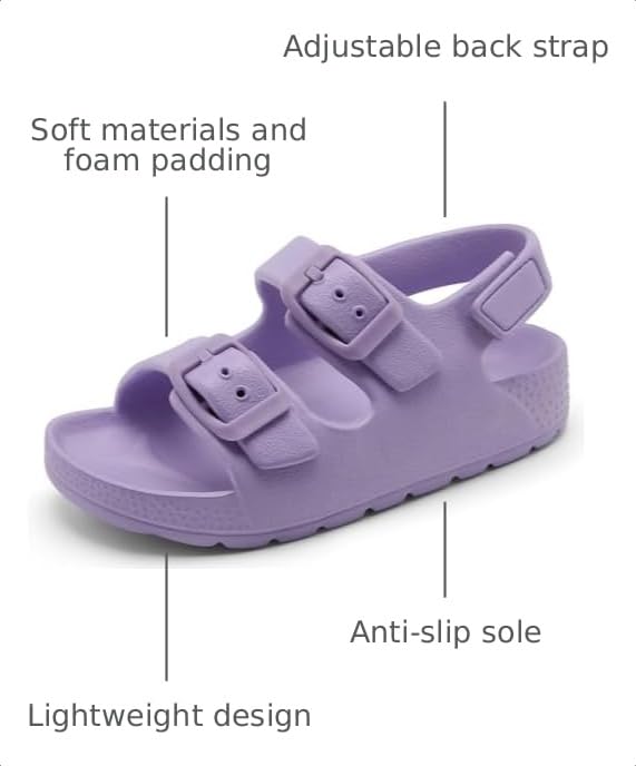 Image of INMINPIN Toddler Boys Girls Buckle Sandals Comfort Open Toe Sandal with Adjustable Back Strap