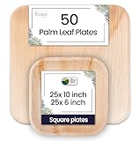 Kijani Palm Leaf Plates | Like Disposable Bamboo Plates | 10 & 6 Inch Square Party 50 Pack | Biodegradable, Compostable & Eco-friendly | Sturdy & Durable Wood Style Plates