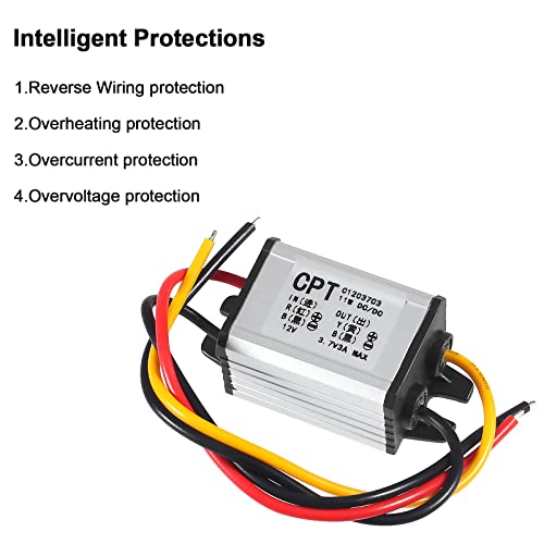 2pcs 12V to 3.7V Converter DC Step Down Buck Voltage Regulator Power Supply Transformer Module 3A 11W Waterproof Car Power Converter for Car Auto Motor