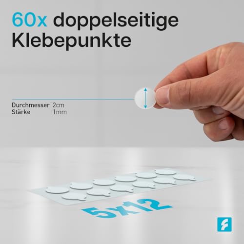 FIXWERK Nano Klebesticker | doppelseitige Klebepunkte | extra starke Nano Aufkleber | runde Klebepads | wiederverwendbar | wasserfest | transparent (2cm Durchmesser | 1mm Dicke)