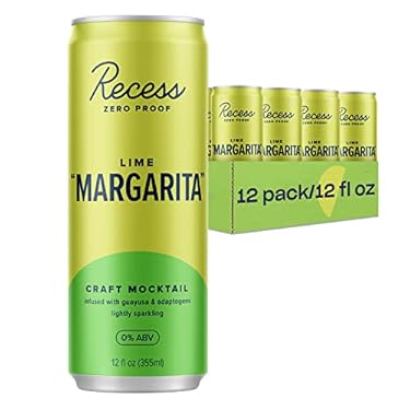 AMAZON - Recess Zero Proof Craft Mocktails, Alcohol Free Drinks, With Adaptogens, Non-Alcoholic Beverage Replacement, Mixer, Celebration, Party, (Lime “Margarita”, 12oz, Pack of 12)