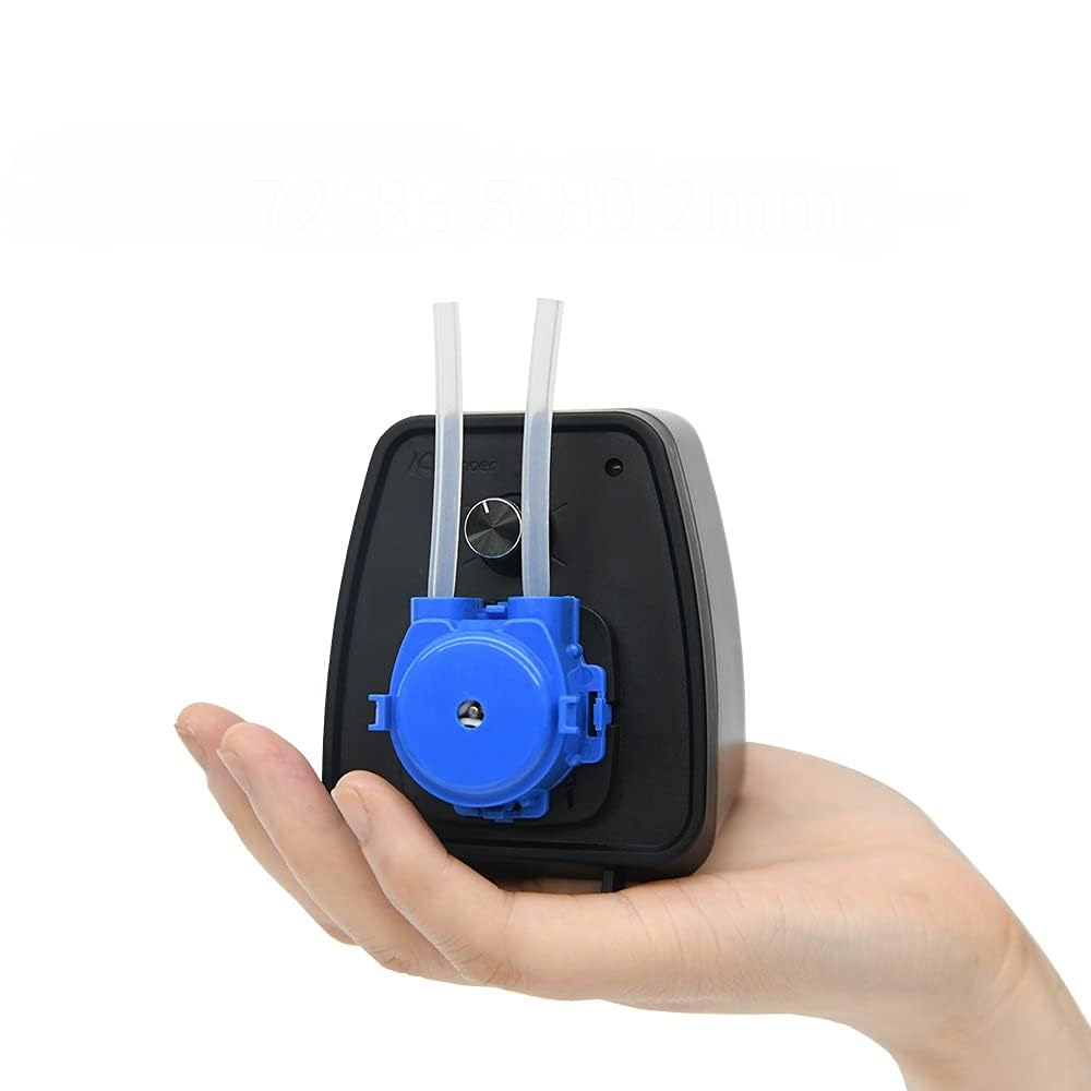 Kamoer KCP-X Mini pompe à tuyau 24 V avec contrôle à faible débit 4 ~ 14 ml/min Vitesse réglable Pompe doseuse de liquide pour aquarium Laboratoire avec adaptateur secteur Tuyau en silicone