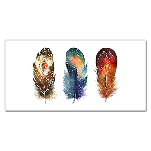 Impression sur verre acrylique haut de gamme 100x50cm motif plumes