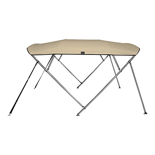 Msc 3 Bow 4 Bow Bimini Top Boat Cover With Rear Support Pole And Storage Boot (4 Bow 8'L X 54" H X 73"-78" W, Beige) #TOP1