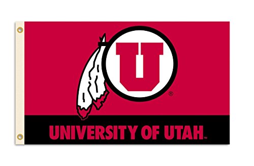 BSI PRODUCTS, INC. - Utah Utes 3’x5’ Flag with Heavy-Duty Brass Grommets - UoU Football, Basketball and Baseball Pride - High Durability for Indoor and Outdoor Use - Great Fan Gift Idea - Utah