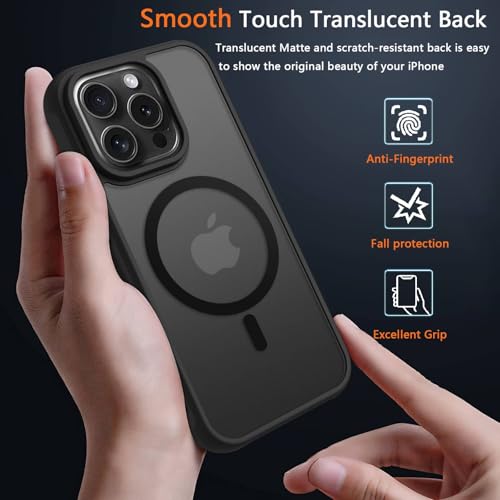 Image of for iPhone 16 pro Case [Compatible with Magsafe]Translucent Matte Phone Cover, [10 FT Military Grade Drop Protection] Slim Durable Shockproof Protective Bumper (Black Magnetic, iPhone 16 Pro)