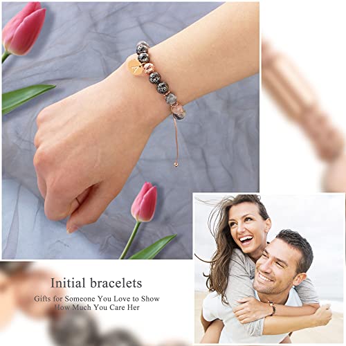 Image of Btysun Initial Bracelets for Women, Graduation Gifts for Daughter Her Teen Girls Gifts Trendy Stuff Stocking Stuffers Letter A-Z Beaded Bracelet Sister Mom Birthday Gift Female Christmas Jewelry