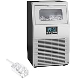 HOMCOM Macchina per cubetti di ghiaccio commerciale 30kg/24H con controllo digitale, distributore di ghiaccio, autopulente, macchina per cubetti di ghiaccio in acciaio inossidabile per ufficio