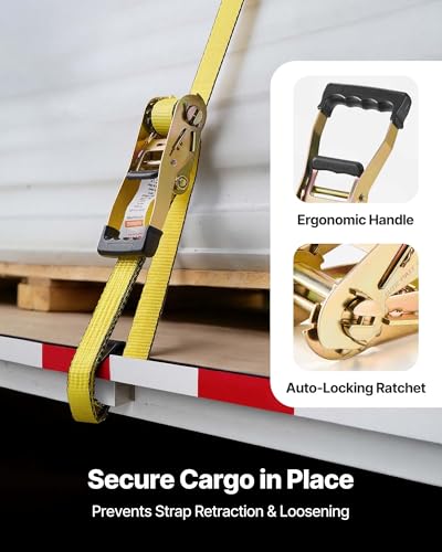VEVOR Flat Hook Ratchet Straps 10-Pack 2"x30 Ft – 10000 Lb view 3