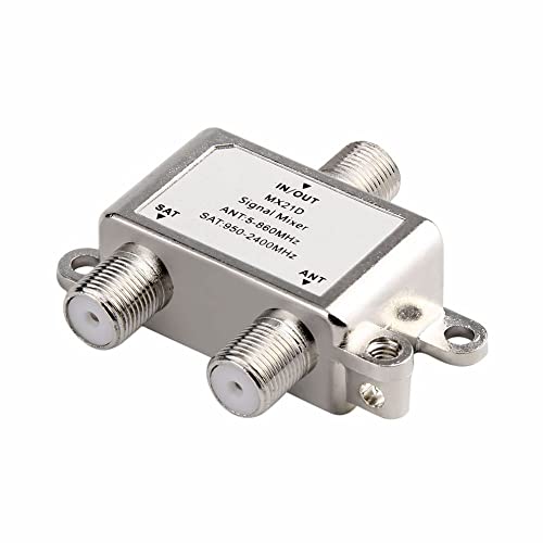 DollaTek 2 in 1 2-Way Satellite Splitter MX21D TV Signal Cable TV Signal Mixer SAT/ANT Diplexer Lightweight Compact - Image 2