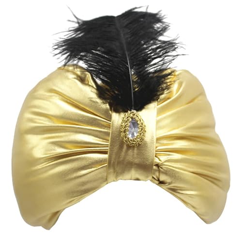SWEETBIUTI Turbante para Hombres y Mujeres, Envoltura de la Cabeza de satén Plisado del sultán Indio, Envoltura de la Cabeza del Turbante para Mujeres y Turbante para el Disfraces y la Fiesta.