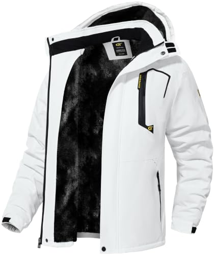 Image of QPNGRP Mens Waterproof Fleece Ski Jacket Windproof Winter Snow Coat