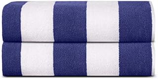 Sweet Needle - Beach Towels for Adults Pack of 2 - Red White Cabana Striped Classic - 100% Cotton Terry Ringspun Pool Towel, Quick Dry, Super Absorbent Swimming large towel, 450 GSM, 76 x 152 cm