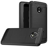 Moto E4 Plus Case, Dretal Carbon Fiber Shock Resistant Brushed Texture Soft TPU Phone case Anti-Fingerprint Flexible Full-Body Protective Cover for Motorola Moto E4 Plus USA Version (Black)
