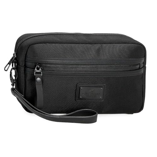 Pepe Jeans Blackmore Bolso de Mano Negro 24,5x15x6 cms Poliéster con detalles en Piel Sintética 2,21L by Joumma Bags