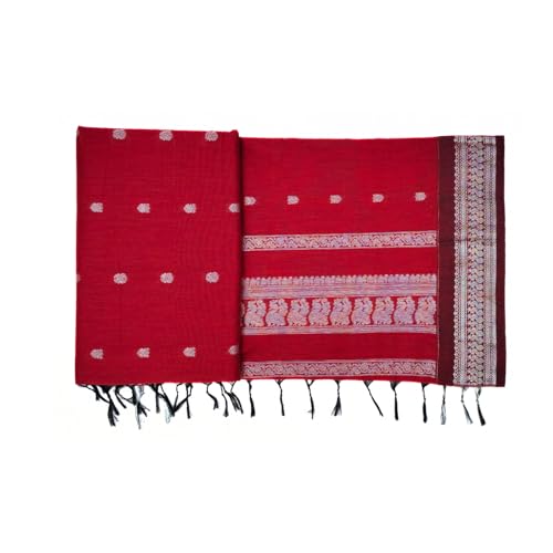 Image of Pure Kalyani Cotton Saree | Zari Border & Blouse Piece - Lata Gadwal Design | Traditional Saree