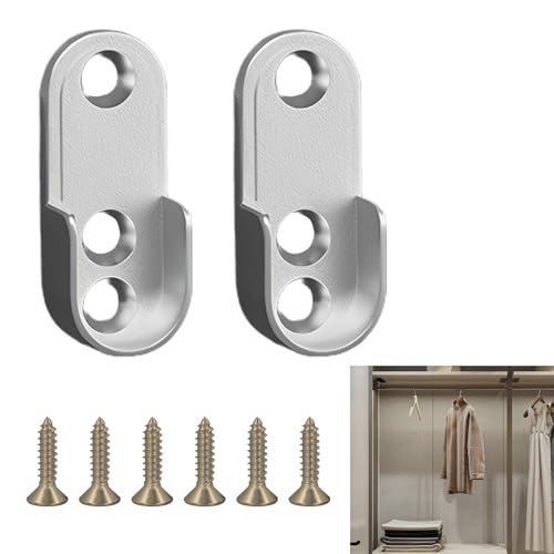 2 Stück Kleiderstangenhalterungen,Kleiderstangen Halterung Schrank, Kleiderstange Halterung, Schrankrohrlager Oval Halterung, 15 Mm Kleiderstangen Halterung Schrank Zinklegierung Inkl. 6 Schrauben