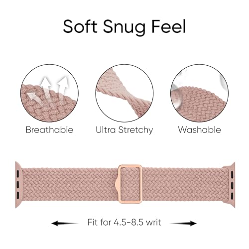 Image of 6 Pack Braided Stretchy Bands Compatible with Apple Watch Band 38mm 40mm 41mm 42mm 44mm 45mm 46mm 49mm Women Men, Adjustable Nylon Solo Loop Elastic Straps for iWatch Series 11 10 9 8 7 6 5 4 SE Ultra