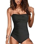 Yutdeng Bandeau Badeanzug Damen Bauchweg Push Up Monokini mit Abnehmbarer und Verstellbarer Schul...