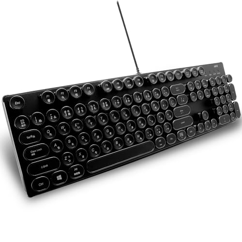 Amazon | HKW タイプライター風メカニカルキーボード 青軸 104