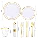 WDF Partyware 350Piece Gold Dinnerware Set for 50 Guests - Gold Plastic Plates with Disposable Cutlery Include:50Dinner Plates-50Dessert Plates-50Pre Rolled Napkins with Silverware for Valentine’s Day